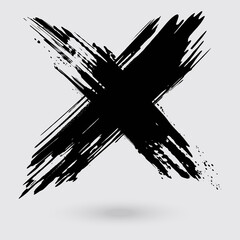 Black ink cross stroke on white background