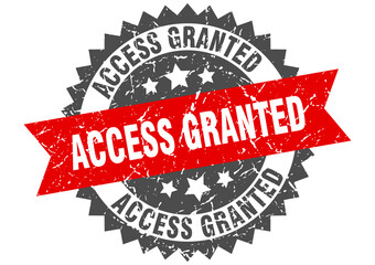 access granted stamp. grunge round sign with ribbon