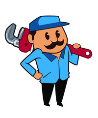 handyman logo mascot cartoon