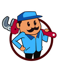 handyman logo mascot cartoon