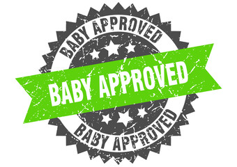 baby approved stamp. grunge round sign with ribbon