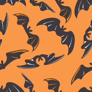 Halloween Bat Seamless Pattern Background