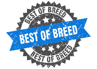 best of breed stamp. grunge round sign with ribbon