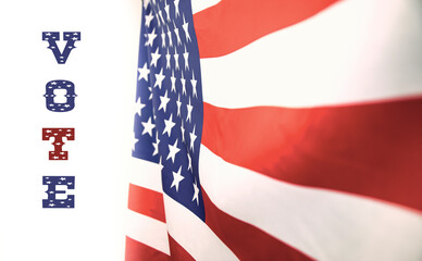 Obraz premium Vote text with american flag on background