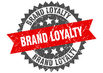 brand loyalty stamp. grunge round sign with ribbon