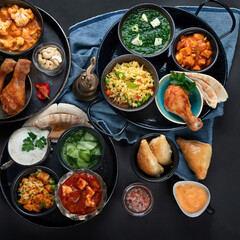 Assortment Indian recipes food various.