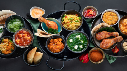 Assortment Indian recipes food various. - obrazy, fototapety, plakaty