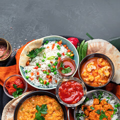 Assortment Indian recipes food various.