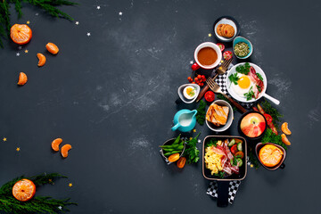 Christmas tree made of breakfast menu