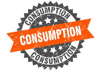 consumption stamp. grunge round sign with ribbon