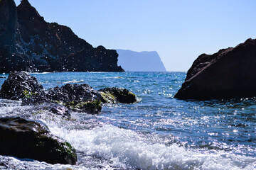 Fototapeta na wymiar Crimean coast. Rocks on Fiolent. Sevastopol