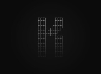 K vector lletter made of metal chain link fence. For logo, brand label, design elements, application and more.