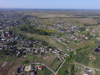 Aerial view of the saburb landscape (drone image). Near Kiev