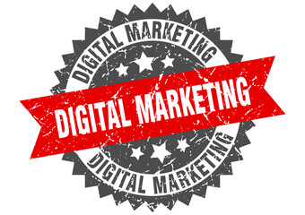 Obraz premium digital marketing stamp. grunge round sign with ribbon