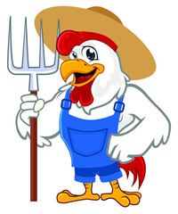 chicken mascot cartoon in vector