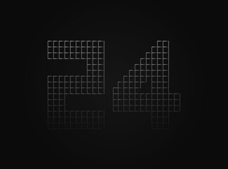 24 vector number made of metal chain link fence. For logo, brand label, design elements, application and more.