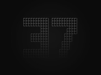 37 vector number made of metal chain link fence. For logo, brand label, design elements, application and more.