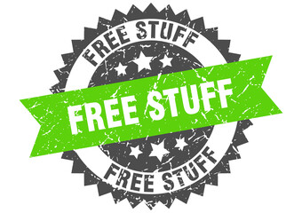 free stuff stamp. grunge round sign with ribbon