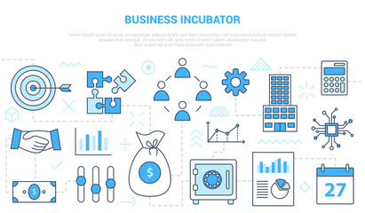 business incubator concept with icon set template banner with modern blue color style