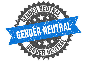 gender neutral stamp. grunge round sign with ribbon