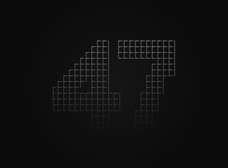 47 vector number made of metal chain link fence. For logo, brand label, design elements, application and more.