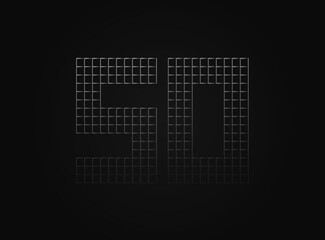 50 vector number made of metal chain link fence. For logo, brand label, design elements, application and more