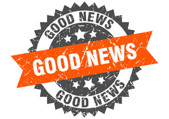 good news stamp. grunge round sign with ribbon