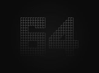 64 vector number made of metal chain link fence. For logo, brand label, design elements, application and more.