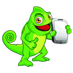 chameleon mascot cartoon in vector