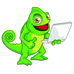 chameleon mascot cartoon in vector