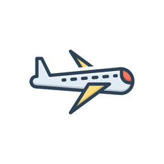 Color illustration icon for aircraft