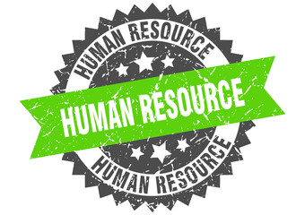 Obraz premium human resource stamp. grunge round sign with ribbon