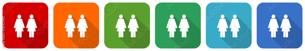 Poster couple icon set, flat design vector illustration in 6 colors options for webdesign and mobile applic