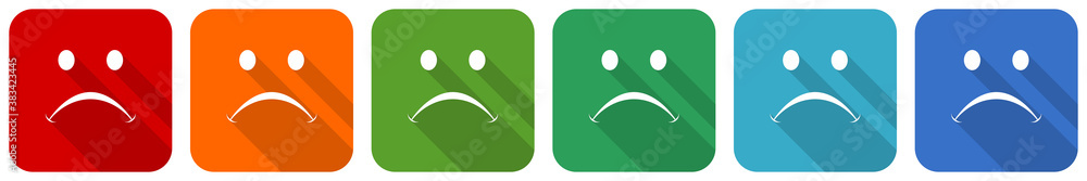 Poster cry icon set, flat design vector illustration in 6 colors options for webdesign and mobile applicati