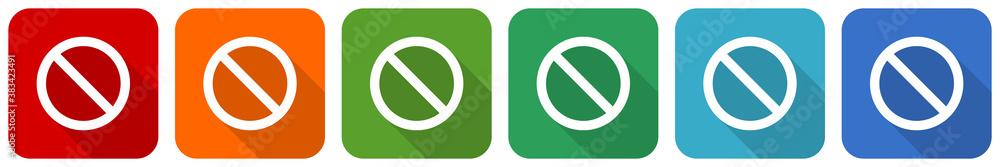 Poster Access denied icon set, flat design vector illustration in 6 colors options for webdesign and mobile applications