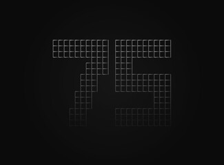 75 vector number made of metal chain link fence. For logo, brand label, design elements, application and more.