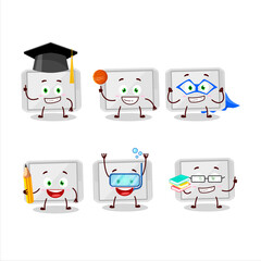 School student of silver plastic tray cartoon character with various expressions