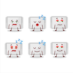 Cartoon character of silver plastic tray with sleepy expression