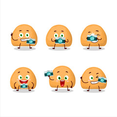 Photographer profession emoticon with sweet cookies cartoon character