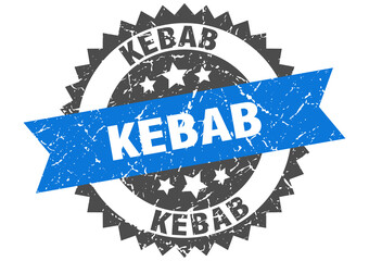 kebab stamp. grunge round sign with ribbon