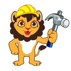 lion mascot cartoon in vector