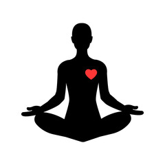 Yoga lotus pose, yoga love stylized   icon.