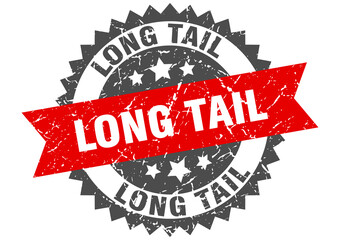 long tail stamp. grunge round sign with ribbon