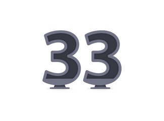 33 vector number design. For logo, brand label, design elements, corporate identity, application etc. İsolated vector illustration