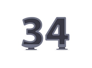 34 vector number design. For logo, brand label, design elements, corporate identity, application etc. İsolated vector illustration