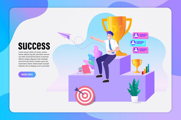 digital marketing, internet advertising flat vector illustration. Growing graph and target as successful entrepreneurship metaphor.