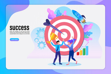 digital marketing, internet advertising flat vector illustration. Growing graph and target as successful entrepreneurship metaphor.