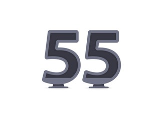55 vector number design. For logo, brand label, design elements, corporate identity, application etc. İsolated vector illustration