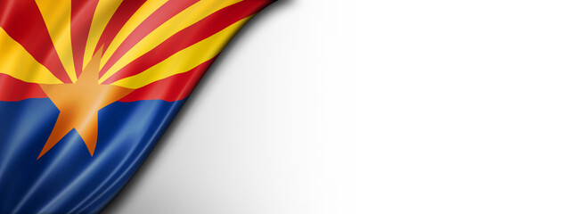 Arizona flag on white wall banner, USA © daboost