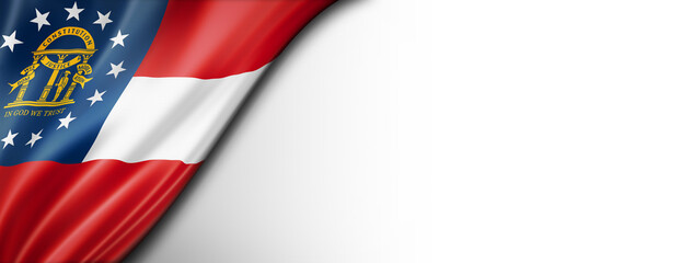 Georgia flag on white wall banner, USA